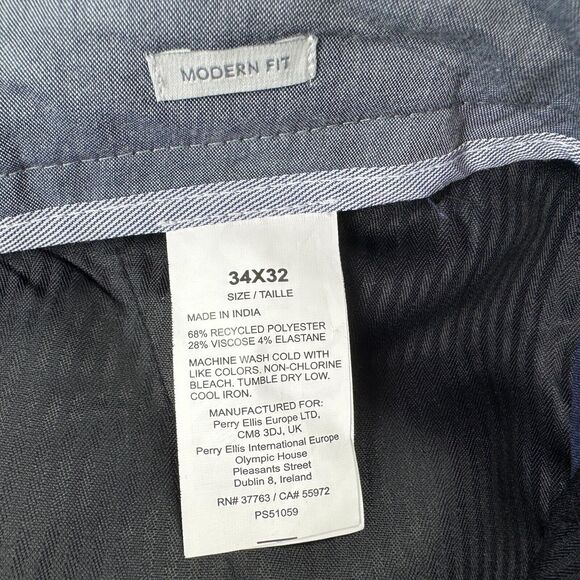 Perry Ellis Mens Modern Fit Stretch Resolution Dress Pants Navy Blue 34x32 - Picture 4 of 4